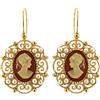 Mokilu' - Gioielli - Orecchini Vintage - Donna - Ottone dorato 24kt - Cammeo e Perle