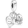 PANDORA Pendente doppio Moments con rosa in argento Sterling a forma di rosa