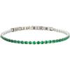 Zelara Italy - Bracciale Tennis Unisex in Acciaio Inossidabile 316L con Zirconi Brillanti - Regolabile 18+3 cm - Gioiello Elegante Uomo Donna (Verde)