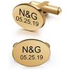 Jewel Gemelli da Uomo Personalizzati con Incisione Personalizzata di Nome e Data 1 Paio di Gemelli da Uomo Regalo per San Valentino Anniversario Festa del Papà (Oro 1)