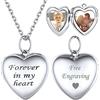ChicSilver Collana Personalizzata Argento 925 con 2 Foto, Ciondolo Portafoto Personalizzato Argento Lunga 55+5cm, Collana Cuore Ciondolo Personalizzato, Idee Regalo per Natale Anniversario