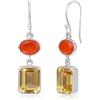 Meadows Orecchini pendenti in argento Sterling 925 massiccio con citrino naturale e corniola, regalo di Natale per donne, 0, Argento sterling, Citrino e corniola