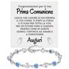 Bramart Bracciale Donna Prima Comunione con Pietre di Zirconia Blu Regalo per lei Finitura in Oro Bianco Argento 925 Idee Regali comunioni - Cofanetto con DEDICA incluso (Prima Comunione - Pietre Blu)