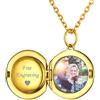 ChicSilver Collana Personalizzata Argento 925 con Foto Incisione, Ciondolo Portafoto Personalizzato Oro Lunga 45+5cm, Collana Tondo Ciondolo Personalizzato, Idee Regalo per Natale Anniversario
