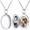 ChicSilver Collana Personalizzata Argento 925 con 2 Foto, Ciondolo Portafoto Personalizzato Argento Lunga 45+5cm, Collana Tondo Ciondolo Personalizzato, Idee Regalo per Natale Anniversario