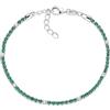 Amen Gioielli, Bracciale Tennis, Bracciale Donna Argento 925, Rodiato con Zirconi Verdi e Banchi, Regalo Donna