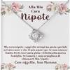 Bramart Collana Donna Nipote da Nonna, Nonno Idea regalo per lei Finitura in Argento, Oro Gioiello Compleanno o Natale Idee Regali Ciondolo - Cofanetto con DEDICA incluso (Nipote - 1)