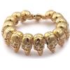 QHDTEOKH Bracciale Da Uomo Con Teschio E Diamanti, Semplice E Versatile Bracciale in Acciaio Inossidabile,D'oro,22cm