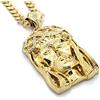 L & L Nation Ciondolo da uomo color oro con grande Gesù coronato ghiacciato con collana a catena cubana da 30 10 mm L & L Nation