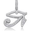 ICEDIAMOND Collana con ciondolo a forma di occhio di Horus con diamante CZ a taglio brillante, placcato oro Egitto Occhio di Dio Gioielli con ciondolo Hip Hop per uomo Donna (White)