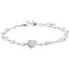 MARLU' Bracciale da donna in acciaio doppia catena con perle cuore con cristalli di Marlù, 15BR068-W