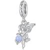 BRBRB ZUOHUI Ciondolo angelo luminoso in argento Sterling S925 - Perlina fai da te con pietra fosforescente e zircone, compatibile con bracciali Pandora, Biagi, Troll e Chamilia.
