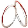 Homxi Anello Coppia Regolabile Fidanzto con Incisione Donna Uomo Argento Sterling, Rotondo con Linea Rossa, Anelli Uomo Rosso Argento Fedina