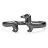 PERIMADE Anello impilabile in argento Sterling 925 a forma di cane bassotto, placcato oro, anello aperto per donne, non si ossida, regolabile, alla moda, regalo di compleanno o amicizia, Argento