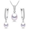 Hemasa Set di gioielli in argento Sterling con orecchini e collane di perle d'acqua dolce di riso da 8-9 mm per donna, Regolabile, Acciaio inossidabile, Agata