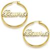 LONAGO Orecchini personalizzati in argento Sterling 925 con nome rotondo cerchio senza fine con ogni nome lettera regali, Argento