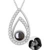 Auinniuz Collana in argento Sterling con foto personalizzata - Gioielli con proiezione di immagini personalizzate - Collana con foto all'interno Silver
