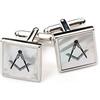 The Masonic Collection - Gemelli in madreperla da uomo - Argento rodiato - Quadrato e bussola - Smaltato nero - Viene fornito in scatola per gemelli/sacchetto di velluto - Regali massoni di qualità