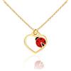 Sakrami Collana in Argento 925 con Cuore e Coccinella Smaltata + Confezione regalo personalizzata - per Bambina e Ragazza - idea regalo per nascita, battesimo, comunione, compleanno,Natale
