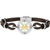 amorili Bracciale Rosa dei Venti Uomo in Acciaio e Pelle Marrone Scuro - Gioiello Nautico in Acciaio Inox, Design Compass, Idea Regalo Uomo bcc3052