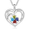 Presentimental Collana Personalizzata da Donna con Nome Ciondolo a Cuore in Argento sterling 925 Regalo per Natale, Festa della Mamma, San Valentino (4 stone)