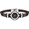 amorili Bracciale Uomo con Bussola in Acciaio Inox e Pelle Marrone - Simbolo Nautico Marino - Idea Regalo Mare Estate - Braccialetto Elegante (marrone1)