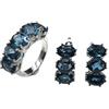 PVUVTNAHW Set di gioielli con anelli e orecchini in argento sterling 925 con topazio blu di Londra naturale, for donne(9)
