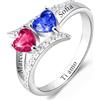 AAQ Anello da donna personalizzabile con 1-4 nomi | Anello personalizzato con nome e pietra di nascita, regalo per donna e mamma per la Festa della Mamma e Natale