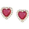 Amen Orecchini in Argento 925, della collezione San Valentino 2024, con zirconi rosso taglio cuore e zirconi bianchi Oro 8 mm
