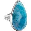 Silver Palace Anello in argento Sterling 925 con gambo diviso a forma di pera larimar naturale, per donne e ragazze, Metallo Metallo Gemma, Larimar