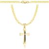 AMAR PRAGNA, collana in oro 925/585 con croce per donna/uomo, intrecciata originale, larghezza 3,8 mm, collana in oro, collana con croce in oro 585, 60 cm, Argento