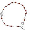 gioiellitaly Bracciale rosario argento 925 rodiato pallini corallo rosso naturale del Mediterraneo madonnina passante croce pendente gioiello spirituale unisex uomo donna artigianale made in italy