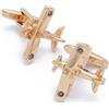 EdelManchet Gemelli - Aeroplano a due piani oro rosa - Asimmetrico - 22mm x 20mm - Gemelli dell'aviazione dell'aeroplano
