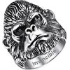 Bandmax Gorilla Anello Uomo Personalizzato con Incisione, Anello Uomo Acciaio Inossidabile con Scimmia, Misura 14 Animale Anello Uomo Argento, Gioielli Uomo per Punk Rock Ragazzo Papà