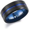INBLUE Anelli di Promessa Personalizzati per Coppie Anello con Testo Inciso con Pietra Preziosa Cuore Acciaio Inox Anelli di Coppia Abbinati per Lui e Lei su Matrimonio Fidanzamento