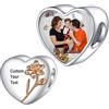 LaMenars Personalized Photo Charms Birth Flower Dicembre Holly Beads Argento Sterling Personalizzare Immagine Cuore d'amore per le donne Bracciali e collane Regali per le ragazze