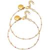 SINGULARU - Pack 2 Braccialetti Amicizia. Acciaio con Placcatura Oro 18Kt. Dettagli Rosa e Arancio. Lunghezza 16 cm + 3 cm Estensione. Gioielli da Donna