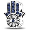 Unique Charm Mano di Fatima con Cristalli Blu in Argento 925 per Pandora