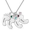 lorajewel Collana con Personalizzato Piede del Bambino Ciondolo con 1-4 Nomi Incisione Collana Argento Madre Figlia Regalo per Compleanno di Natale Festa Della Mamma