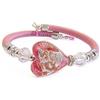 VENEZIA CLASSICA - Bracciale da Donna con Cuore in Vetro di Murano Originale e vera pelle Toscana, Collezione Tuscany, con foglia in argento e oro 24kt, Made in Italy certificato (rosa)