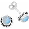 mantraroma orecchini a bottone in argento 925 con pietra di luna e pietra bianca, orecchini a bottone in vero argento sterling da donna, regalo