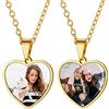 U7 Collana Donna Personalizzata con Due Foto Placcato Oro 18K Collana con Foto a Forma di Cuore Ciondolo Portafoto Personalizzato Regalo per Compleanno Natale Festa della Mamma