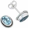 mantraroma orecchini a bottone in argento 925 con topazio blu e pietra azzurra, orecchini in vero argento sterling da donna, regalo