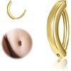 ZS Piercing per ombelico da donna, in argento Sterling 925, 14 G, con chiusura a scatto, dorato, curvo, gioiello per il corpo, Argento sterling, Non pietra preziosa