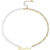 INBLUE Collana Perle Nome Personalizzato per Donne Collana Choker di Perle con Catena in Acciaio Inox Fili di Perle con Ciondolo Nome Gioielli Regalo per Compleanno San Valentino - B2