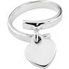 Gioielli Aurum Anello Donna in Argento 925 Regolabile con Cuore Pendente, Sterling Silver Rodiato, Gioiello Romantico Elegante Regalo per Lei