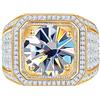 LOEXZAH Anello da uomo in moissanite di colore D da 2 carati blu/giallo/verde, anello di fidanzamento in moissanite a taglio rotondo in argento Sterling S925 con diamante in oro simulato, Pietra,
