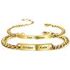 MeMeDIY 2 Pezzi Braccialetti Coppia Personalizzata Nome/Data Dell'incisione per Fidanzato Fidanzata Bracciali Regolabili in Acciaio Inossidabile Regalo d'Amore(Colore Oro)