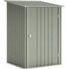 Outsunny Casetta da Giardino 0.92m² in Acciaio Zincato, Capanno Porta Attrezzi con Porta Battente Bloccabile, Tetto Inclinato, 100x104x160 cm, Argento Grigio