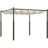 Outsunny Gazebo Pergola 3x3 m Pergolato con Telo Resistente all'Acqua Richiudibile Retrattile, Pergolato da Giardino Terrazzo Balcone Veranda Patio Piscina Esterno, Struttura in Metallo, Bianco Crema